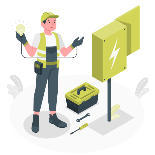 Elektriker bei der Elektroinstallation